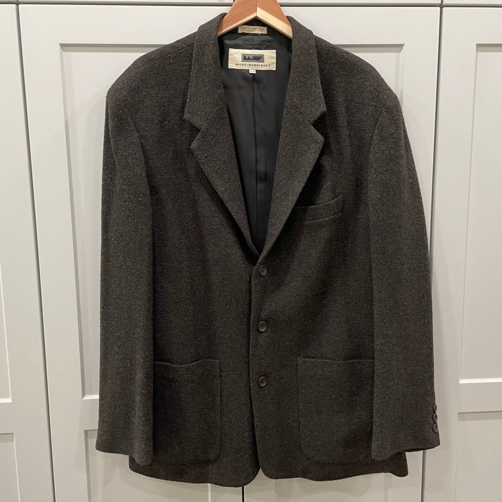 Wilke-Rodriguez Blazer Mens XL Vintage Brown Wool Blend 3 Button